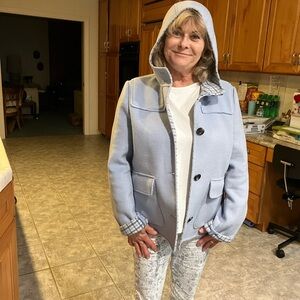 Lands' End Light Blue Hooded Utility Jacket